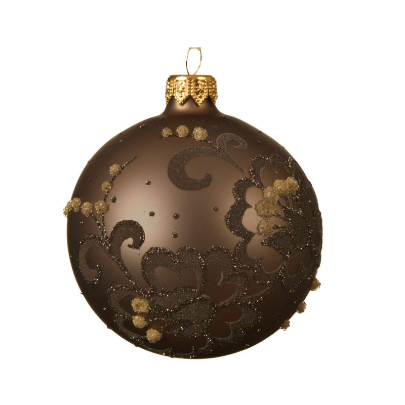 /BOULE FLEUR BRUN D8 de Kaemingk - deco de la maison dans Boule pour sapin de Noël