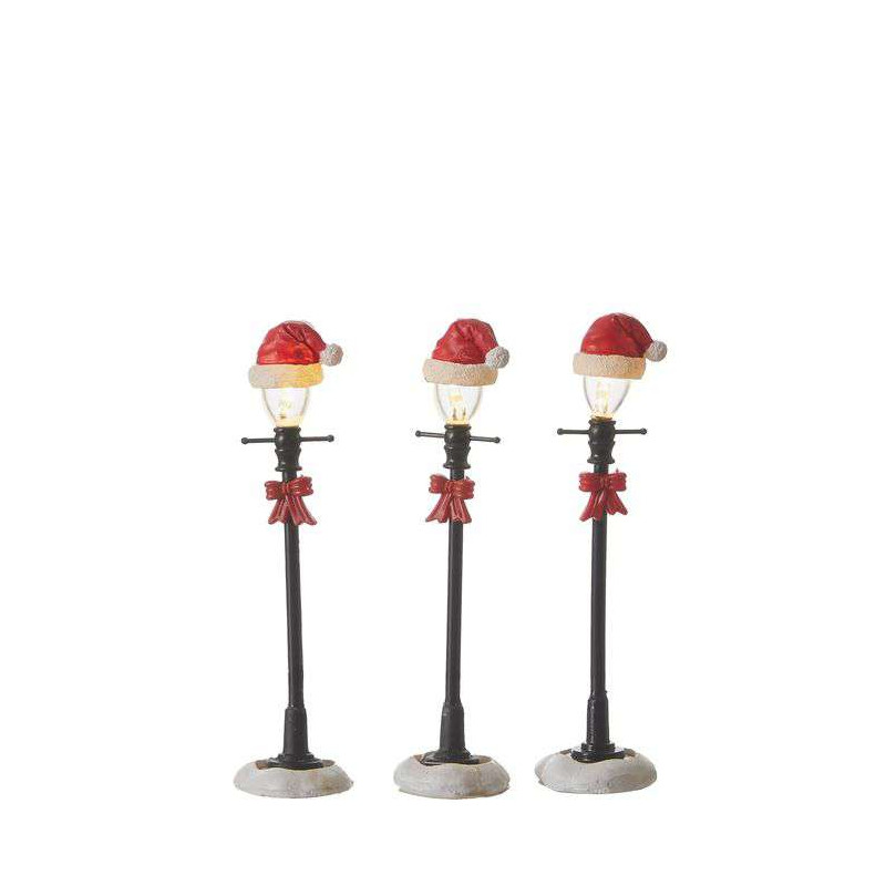 LANTERNE A/BONNET NOEL ROUGE X3 de Edelman - deco maison et noël dans 💡Guirlande et déco électrique