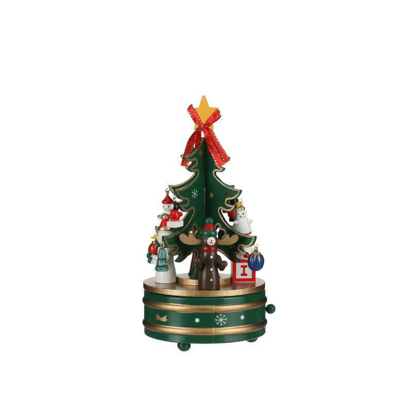 BOITE A MUSIQUE ARBRE VERT 22CM de Edelman - deco maison et noël dans 🧑‍🎄Figurines animées de Noël