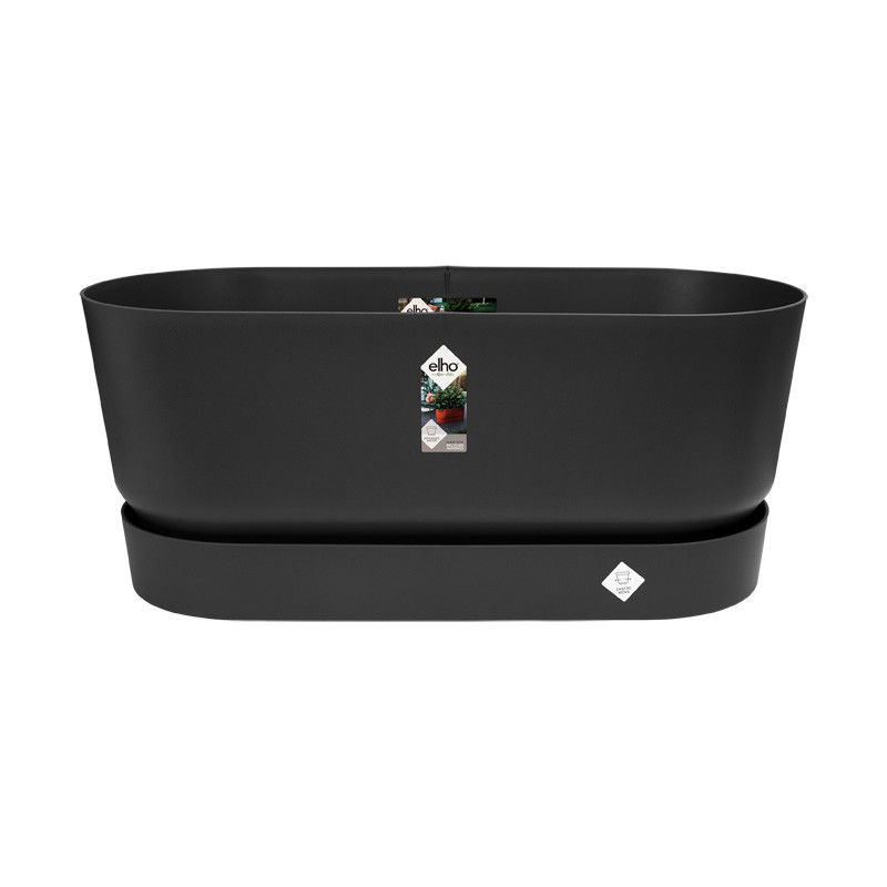 Greenville Terrase 80Cm Roues Living Noir -Elho de Elho - Pot en plastique de qualité dans Cache-pot et pot déco