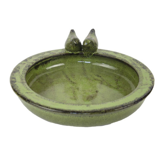 Bain oiseau céramique rond vert de Esschert design - deco maison et jardin dans Nichoirs, Mangeoires et accessoires