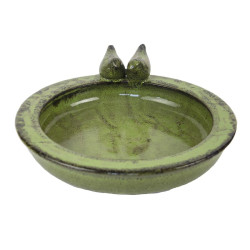 Bain oiseau céramique rond vert de Esschert design - deco maison et jardin dans Nichoirs, Mangeoires et accessoires