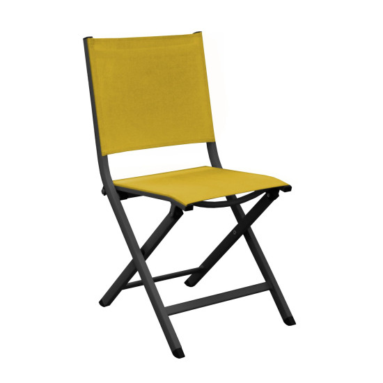 CHAISE THEMA PLIANTE - GRAPHITE/MOUTARDE de Proloisirs - Océo - table et fauteuil et mobilier de jardin dans 🪑 Chaise pour l'...