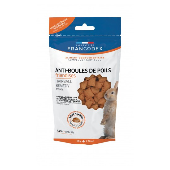FRIANDISES ANTI-B POILS LAPIN 50G de Francodex - anti puce et soin pour chien et chat dans Friandises pour rongeurs