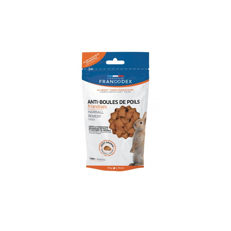 FRIANDISES ANTI-B POILS LAPIN 50G de Francodex - anti puce et soin pour chien et chat dans Friandises pour rongeurs