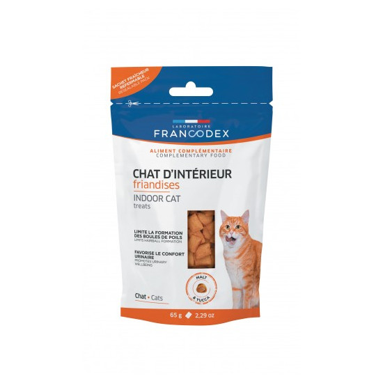 FRIANDISES CHAT D'INTERIEUR 65G de Francodex - anti puce et soin pour chien et chat dans Friandises pour chats