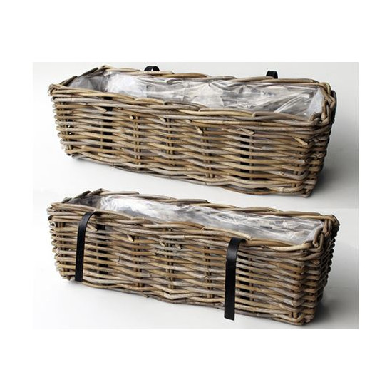 Balconniere rotin gris 46cm de Jardinerie Bordeaux Libourne Gironde dans Caches pots- jardinieres- paniers en Rotin