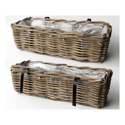 Balconniere rotin gris 46cm de Jardinerie Bordeaux Libourne Gironde dans Caches pots- jardinieres- paniers en Rotin