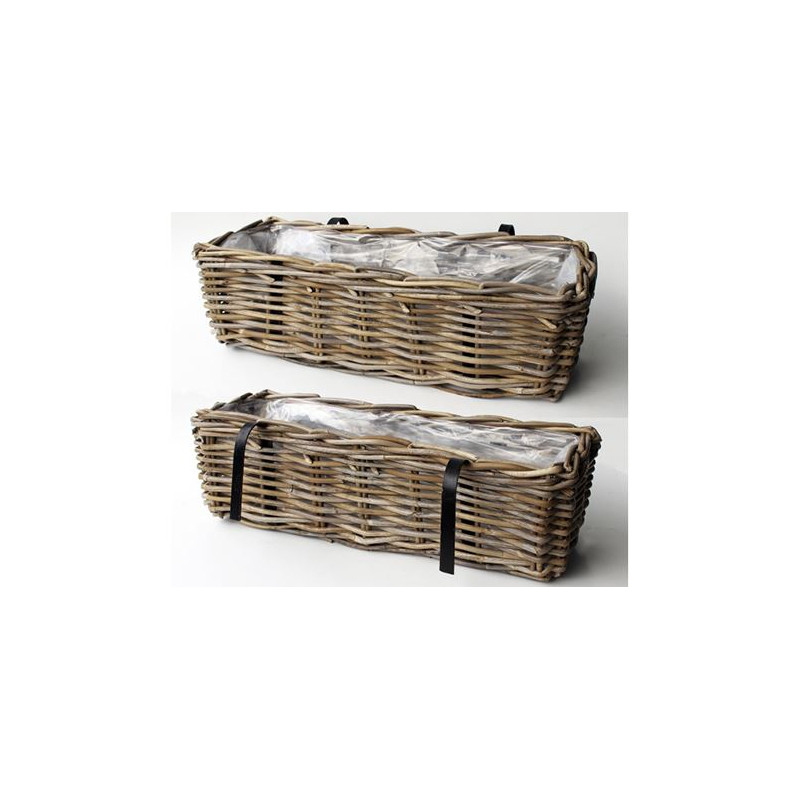 Balconniere rotin gris 46cm de Jardinerie Bordeaux Libourne Gironde dans Caches pots- jardinieres- paniers en Rotin