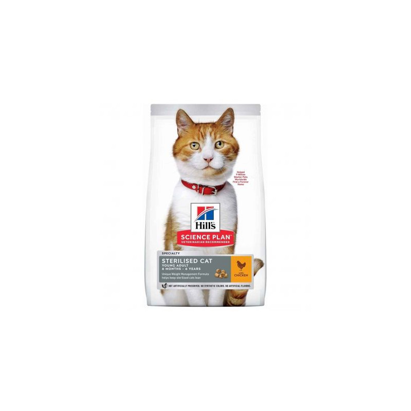 Chat Young Adult Sterilised Cat Poulet 3kg - Hil de Hill's - croquette pour chien et chat dans Croquettes pour chats