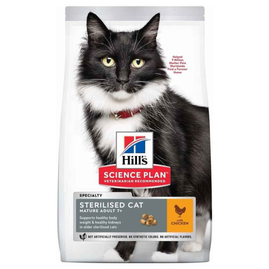 Chat Mature Adult 7+ Sterilised Cat Poulet 3kg - de Hill's - croquette pour chien et chat dans Croquettes pour chats