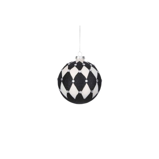 BOULE NOIR/BLANC D10 de Edelman - deco maison et noël dans Boule pour sapin de Noël