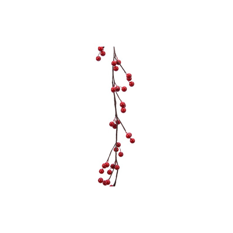 Guirlande mousse baies mousse rouge h.130cm de Kaemingk - deco de la maison dans 💡Guirlande et déco électrique