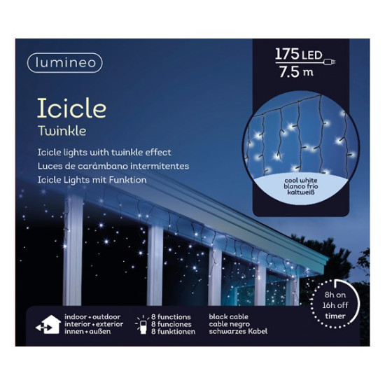 /STALACTITE NOIR/BLANC FROID 7.5M-175L de Kaemingk - deco de la maison dans 💡Guirlande et déco électrique
