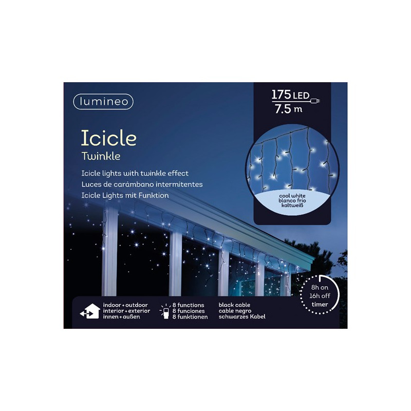 /STALACTITE NOIR/BLANC FROID 7.5M-175L de Kaemingk - deco de la maison dans 💡Guirlande et déco électrique