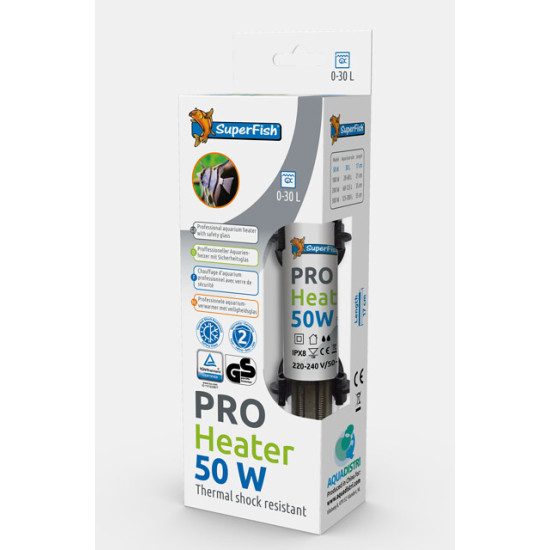 PRO HEATER 50W 0-30L (17CM) de Superfish - Aquadistri - accessoires pour aquarium et bassin dans Chauffage / temperature d'aq...