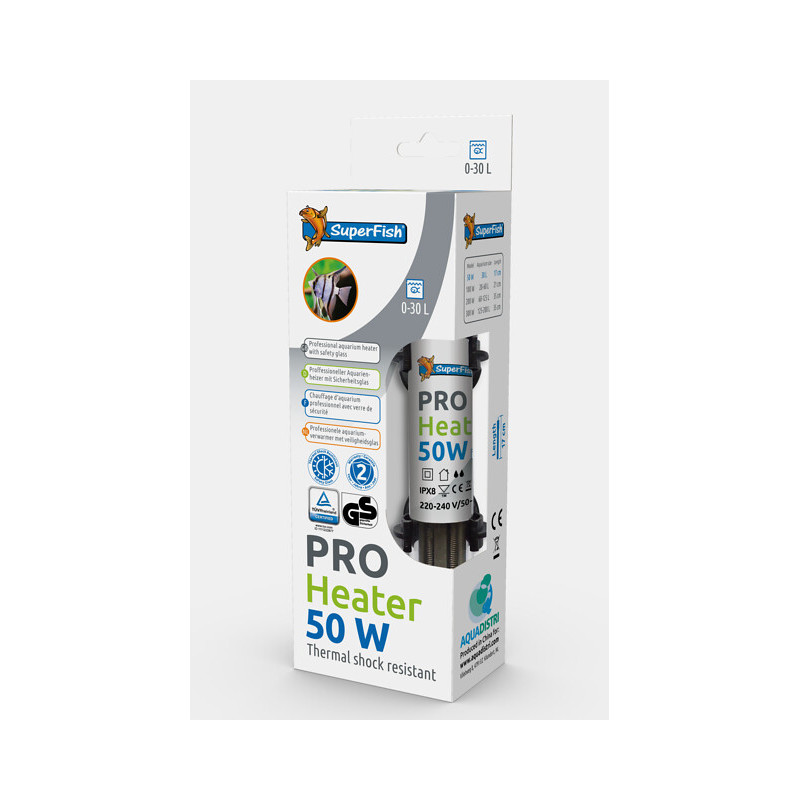 PRO HEATER 50W 0-30L (17CM) de Superfish - Aquadistri - accessoires pour aquarium et bassin dans Chauffage / temperature d'aq...