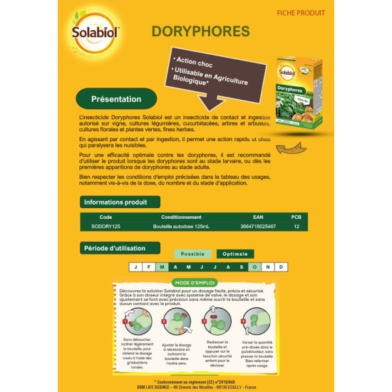 DORYPHORES AUTO DOSEUR 125ML de Solabiol - traiement bio pour plantes dans Insecticide