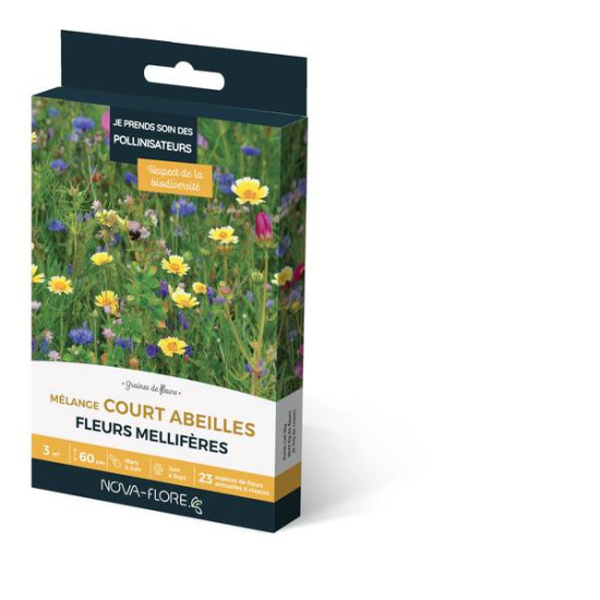 MÉLANGE COURT ABEILLES 3M2 de Novaflore - fleurs melliferes pour papillons et abeilles dans Graines de Fleurs pour les abeilles