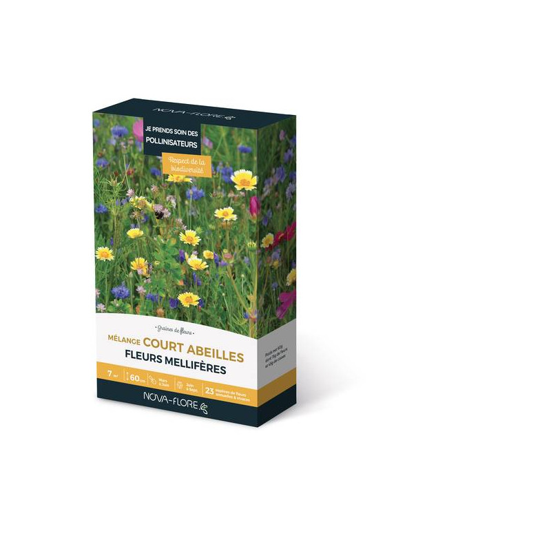 MÉLANGE COURT ABEILLES 7M2 de Novaflore - fleurs melliferes pour papillons et abeilles dans Graines de Fleurs pour les abeilles