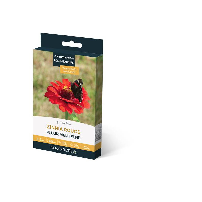 ZINNIA ROUGE 3M2 de Novaflore - fleurs melliferes pour papillons et abeilles dans Graines de fleurs en Z