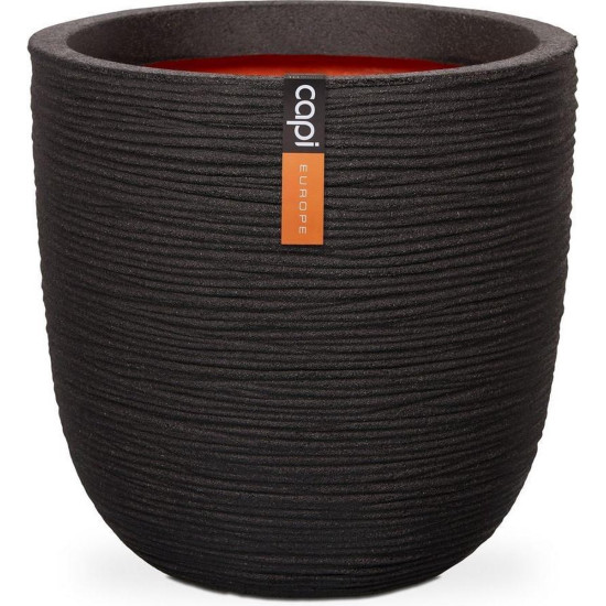 Pot boule strié 43x41 noir de Capi Europe - Cache et pot décoratifs design dans Cache-pot et pot déco