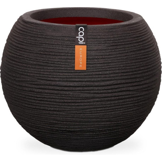 Pot boule strié 62x48 noir de Capi Europe - Cache et pot décoratifs design dans Cache-pot et pot déco