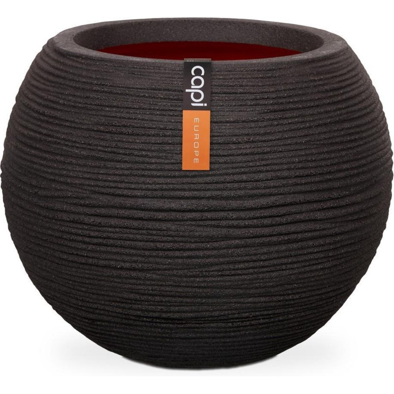 Pot boule strié 62x48 noir de Capi Europe - Cache et pot décoratifs design dans Cache-pot et pot déco