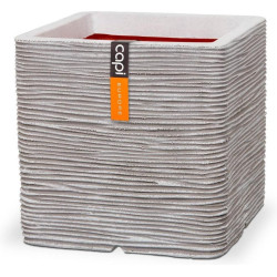 Pot carré strié 50x50 ivoire de Capi Europe - Cache et pot décoratifs design dans Cache-pot et pot déco