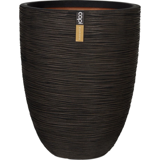 Pot élégant bas strié 46x58 noir de Capi Europe - Cache et pot décoratifs design dans Cache-pot et pot déco