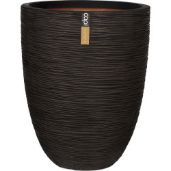 Pot élégant bas strié 46x58 noir de Capi Europe - Cache et pot décoratifs design dans Cache-pot et pot déco