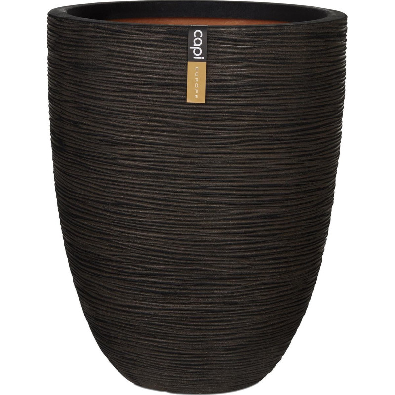 Pot élégant bas strié 46x58 noir de Capi Europe - Cache et pot décoratifs design dans Cache-pot et pot déco