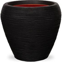 Pot évasé rond strié 42x38 noir de Capi Europe - Cache et pot décoratifs design dans Cache-pot et pot déco