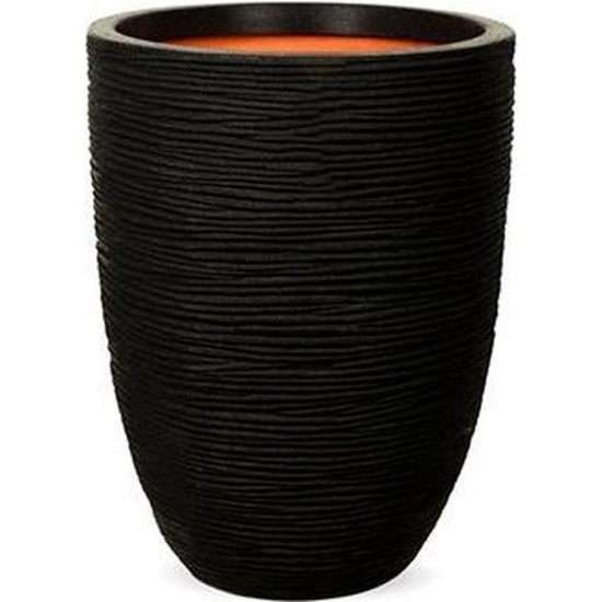 Pot élégant bas strié 36x47 noir de Capi Europe - Cache et pot décoratifs design dans Cache-pot et pot déco