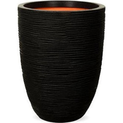 Pot élégant bas strié 36x47 noir de Capi Europe - Cache et pot décoratifs design dans Cache-pot et pot déco