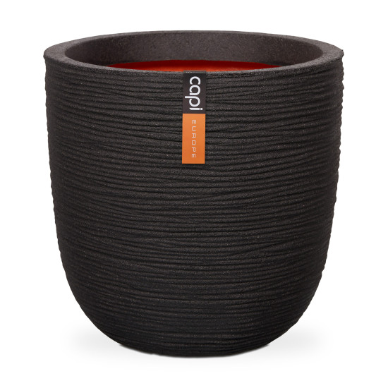 Pot boule strié 35x34 noir de Capi Europe - Cache et pot décoratifs design dans Cache-pot et pot déco