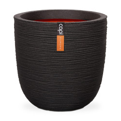Pot boule strié 35x34 noir de Capi Europe - Cache et pot décoratifs design dans Cache-pot et pot déco