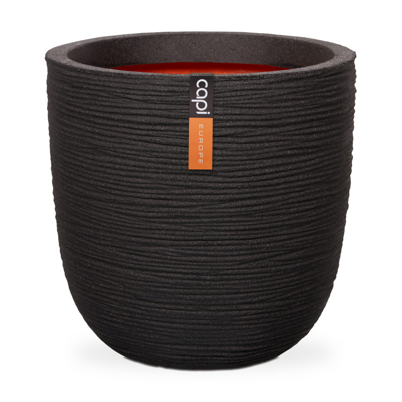 Pot boule strié 35x34 noir de Capi Europe - Cache et pot décoratifs design dans Cache-pot et pot déco