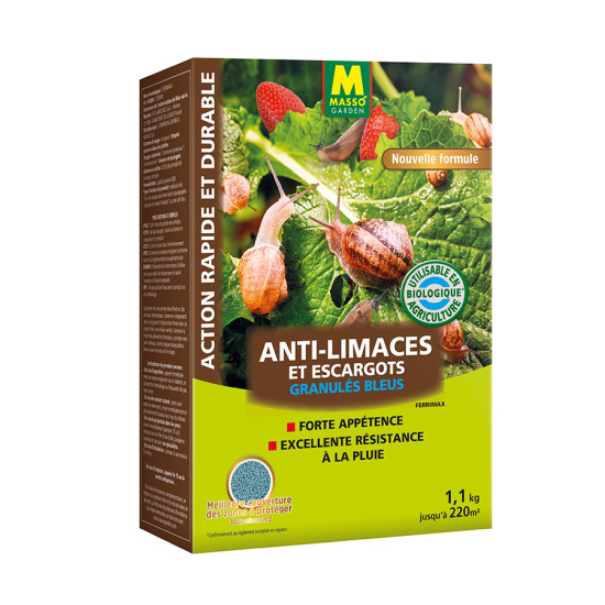 Anti-Limaces Bleu 1,1 Kg Masso Garden de Masso - Engrais bio et soin des plantes dans 🐌 Produits Anti-limaces et escargots