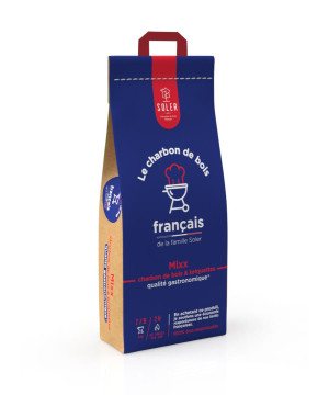 Mix Charbon De Bois & Briquettes 8 Kg Soler de Jardinerie Bordeaux Libourne Gironde dans Charbon, sarments et bois