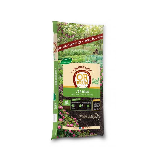 Or Brun Jardin Authentique 25kg - Amendement Naturel pour Plantes et Jardins de Or brun-Fertilisant Biologique dans Terreaux ...