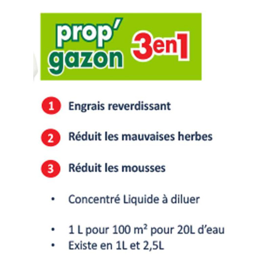PROP'GAZON CONTRE mauvaises herbes 1L de Clairland - Desherbant dans Désherbant pour le gazon