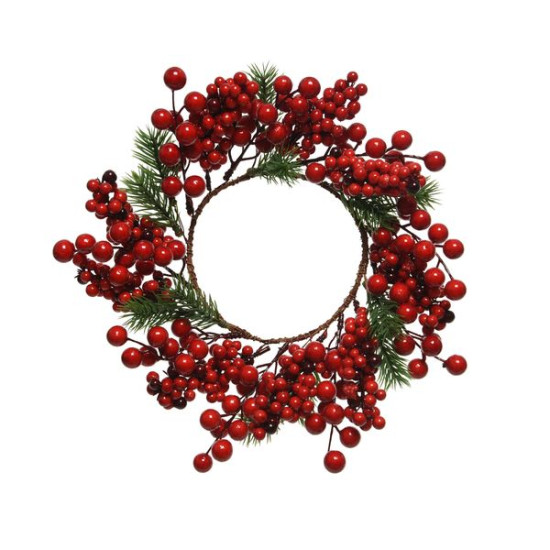 Couronne baies. branches de sapin couleur rouge de Kaemingk - deco de la maison dans ❄️Couronne de Noël