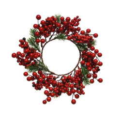 Couronne baies. branches de sapin couleur rouge de Kaemingk - deco de la maison dans ❄️Couronne de Noël