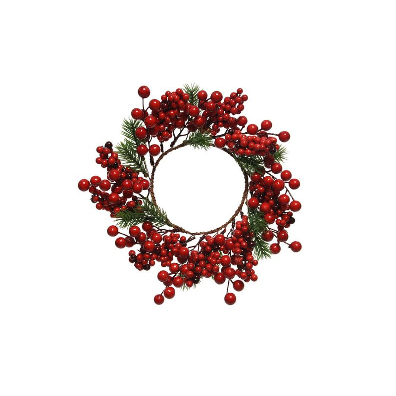Couronne baies. branches de sapin couleur rouge de Kaemingk - deco de la maison dans ❄️Couronne de Noël