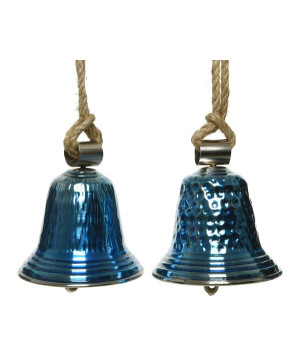 /CLOCHE MARTELE BLEU H14 de Kaemingk - deco de la maison dans 🎄Déco de sapin