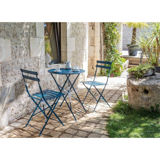 GUERIDON CUBA ROND 60 - BLEU de Proloisirs - Océo - table et fauteuil et mobilier de jardin dans Table de jardin