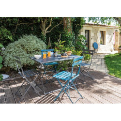 Gueridon Cuba 110x70 - Table Bleu Élégante pour Intérieur et Extérieur de Proloisirs - Océo - table et fauteuil et mobilier d...
