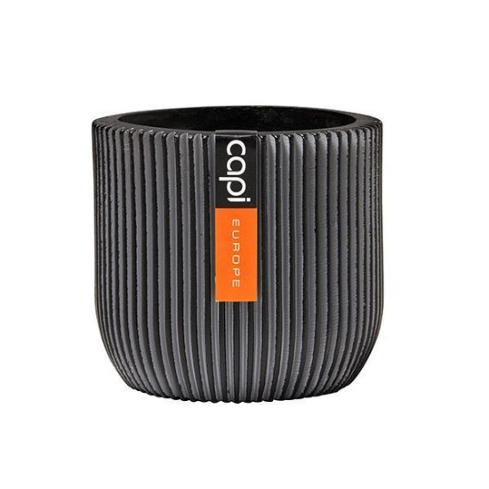 Pot boule Groove 10x9 noir de Capi Europe - Cache et pot décoratifs design dans Cache-pot et pot déco