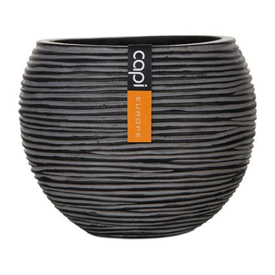 Vase bol IV Rib 29x25 noir de Capi Europe - Cache et pot décoratifs design dans Cache-pot et pot déco